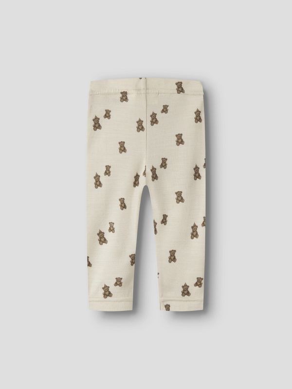 Nbnnilo beige ullstilongs m/bjørner