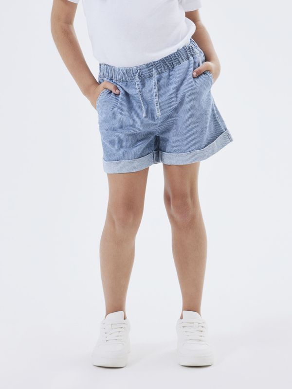 Nkfbella mellomblå vid shorts med hvite striper