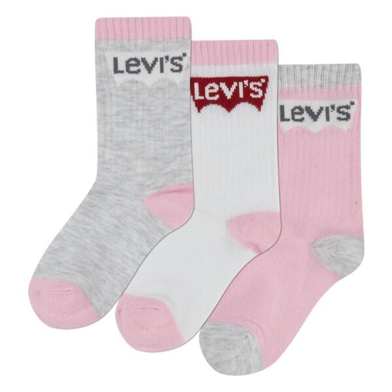 Levi's, 3-pk regular cut rosa / hvite / grå sokker