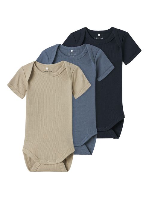 Hovedbilde Nbnbody 3pk blå/beige/mørkeblå bodyer