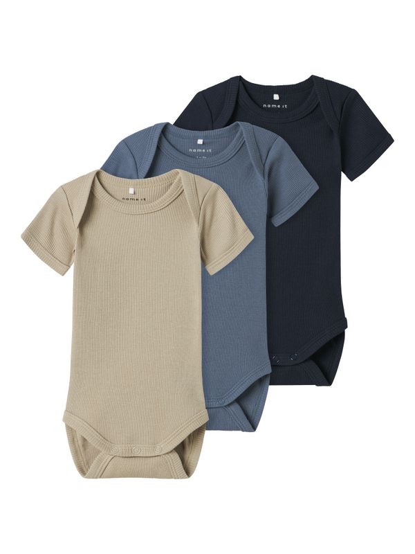 Nbnbody 3pk blå/beige/mørkeblå bodyer