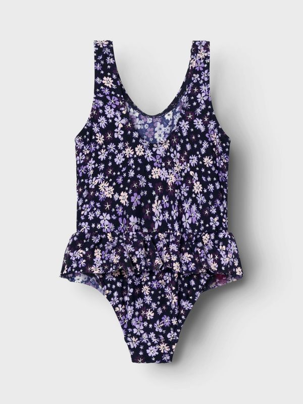 Nmfzuna mørkeblå badedrakt m/blomster