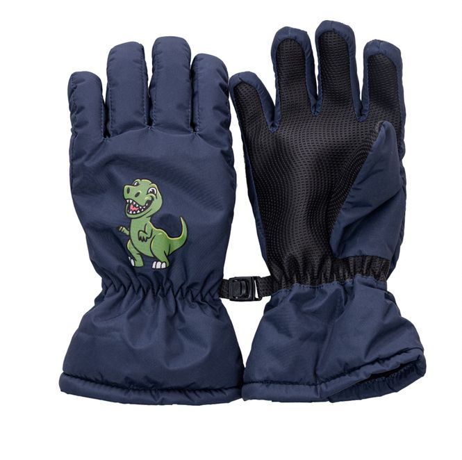 Hovedbilde Helmer mørkeblå hansker m/dinosaur