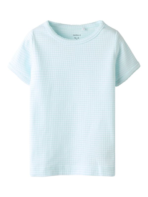Nmffikate turkis ribbet t-skjorte m/hvite striper