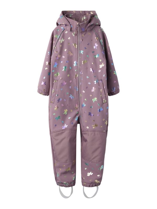 Nmfalfa08 lillarosa softshelldress m/enhjørninger 