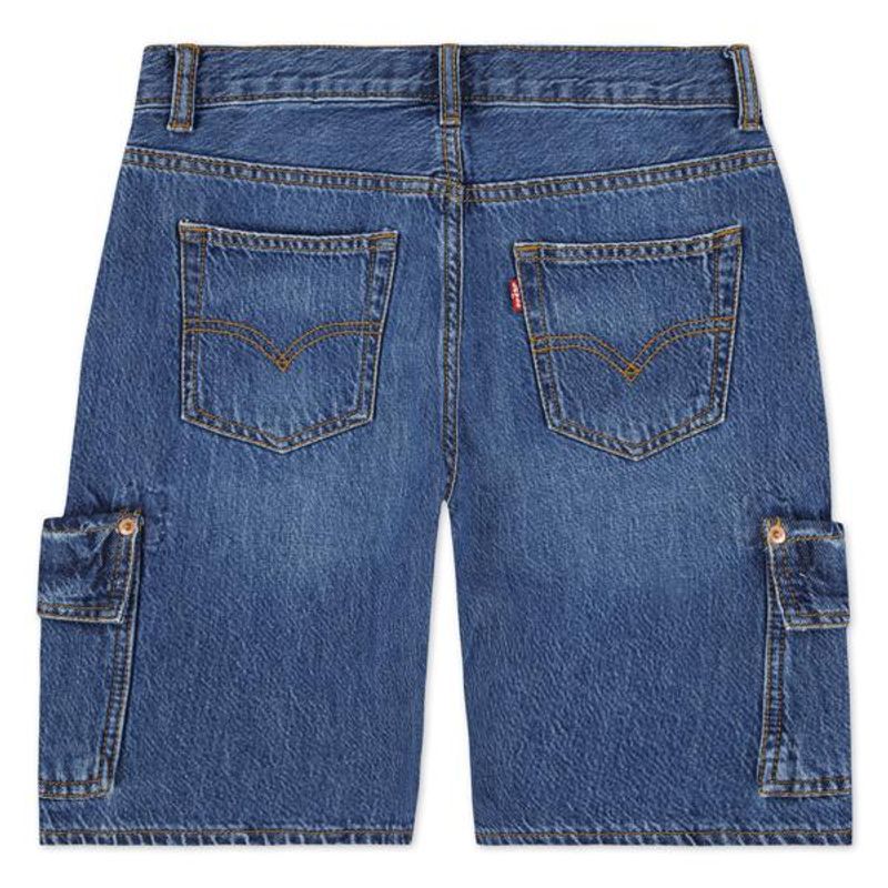 Relaxed mellomblå cargo jeansshorts