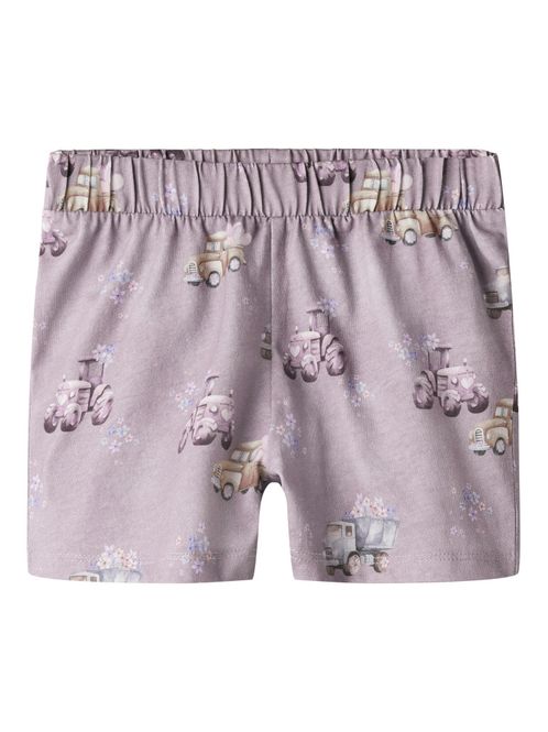 Hovedbilde Nmfhelga lilla shorts med kjøretøy og blomster
