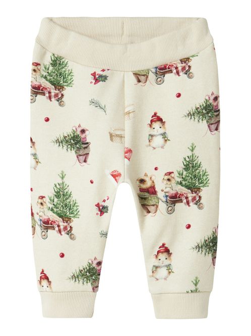Hovedbilde Nbnrenu beige joggebukse m/julemotiv