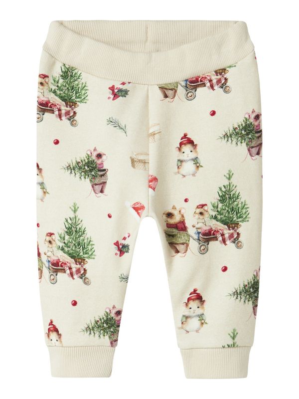 Nbnrenu beige joggebukse m/julemotiv