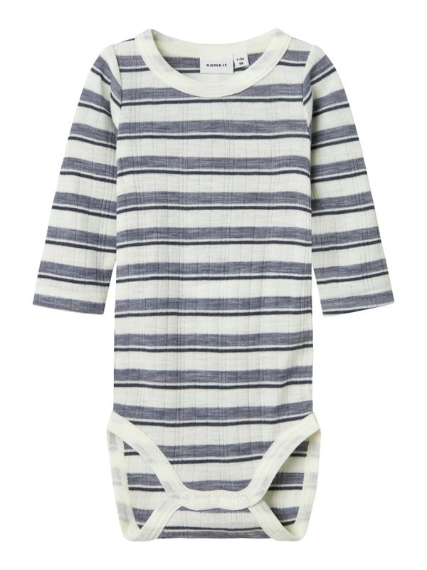 Nbmwang offwhite og blågrå stripete ullbody