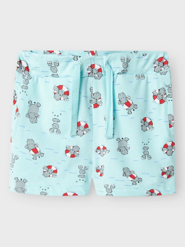 Nmmzumus hvitt/turkist shortssett m/ flodhest