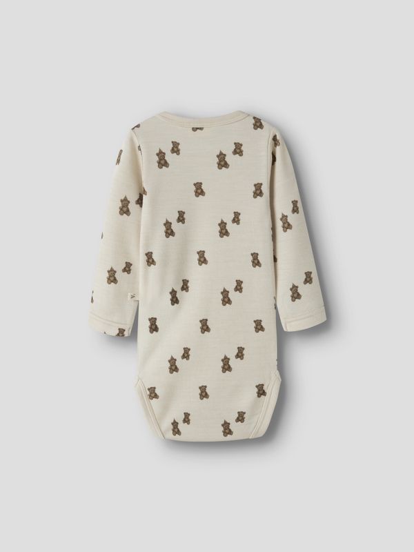 Nbnnilo beige ullbody m/bjørner