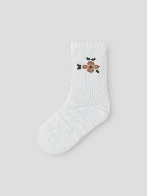 Nmfhollie 2 pk hvite sokker med blomster
