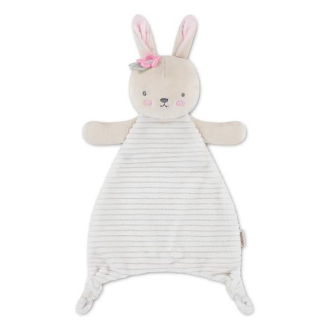 Hovedbilde Plush lovey beige kanin koseklut med rosa blomst