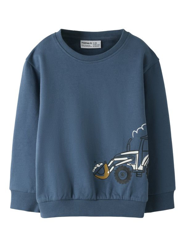 Nmmbasil mellomblå genser m/traktor