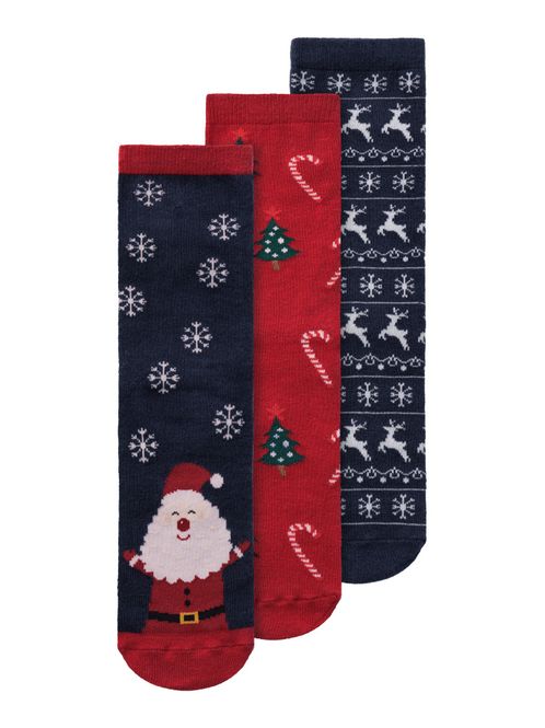 Hovedbilde Nknrichristmas 3-pack julesokker blå og rød