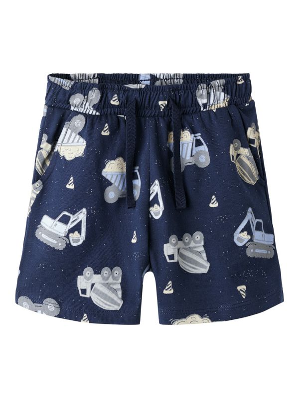Nmmhector mørkeblå shorts med anleggsmaskiner