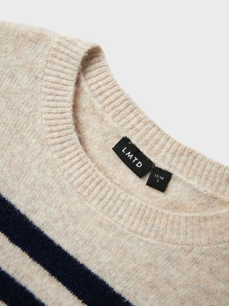 LMTD, Nlnlodet beige strikket genser m/striper